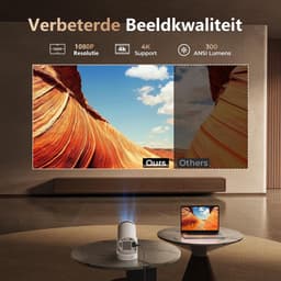 Mini projector 4K 1080P ondersteuning - 280 ANSI lumen - Wifi6 & Bluetooth - Ideaal voor thuisbioscoop - ShopVlot — thumbnail 3