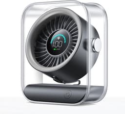Casalora Ventilator - Tafelventilator Stil Geruisloos USB - Oplaadbaar & Draadloos - 100 Snelheden - Zwart — thumbnail 1