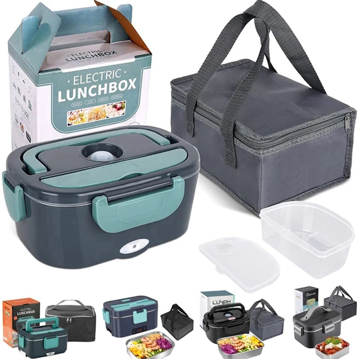 Reky Magnetron - Elektrische lunchbox - Voedselverwarmer - Magnetronoven - Oven - RVS - 60W - 1.5 L - Blauw - 24 × 17 × 11,5 cm — afbeelding 1