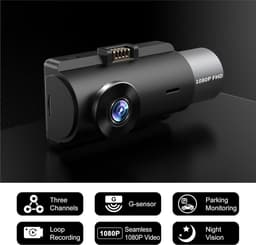 Auto Dashcam - Rijcamera Video - Veiligheid Onderweg - 3 Kanaals Opname - 3 inch Display - Zwart — thumbnail 3