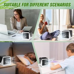 3stukDraagbare luchtkoeler–3-in-1 draagbare persoonlijke airconditioner – Watertank van 500 ml – 3 ventilatorsnelheden & ledverlichting in 7 kleuren – Ventilator met verdampingskoeling (USB-voeding) – Geschikt voor kamers, bureaus en kantoren – Zwart — thumbnail 3