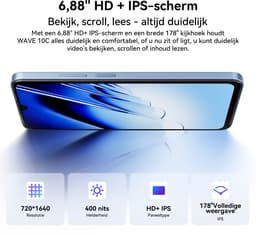 Blackview WAVE 10C Smartphone - 4G AI - DUAL SIM - 16GB RAM - 128GB ROM - Android 16 Telefoon - 6.88 inch - 5000mAh - GPS - Blauw — thumbnail 2