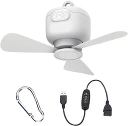 Draagbare Plafondventilator - Ophangbare Ventilator - Tent Verkoelen - 3 Snelheden - 99 x 119 cm - Wit — thumbnail 1