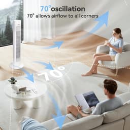 Torenventilator - Ventilator zonder bladen - Verkoeling in huis - Met afstandsbediening - 50 Watt - Wit — thumbnail 3
