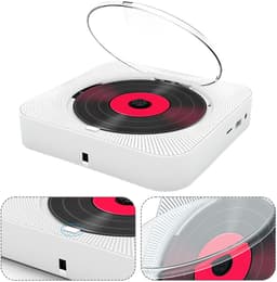 6-in-1 Draagbare CD-Speler met Bluetooth, FM Radio, TF/USB, Wandmontage, Afstandsbediening – Wit – Voor Thuis, Keuken & Kantoor — thumbnail 1
