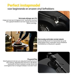 Pro-Ject E1 BT Bluetooth Platenspeler – met Phono Voorversterker – Handmatige Platenspeler – 33/45 RPM – LP Speler – AT3600L element – Zwart — thumbnail 3