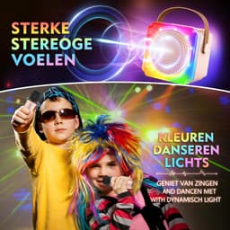 Karaoke Set voor Volwassenen en Kinderen – met 2 Microfoons – Bluetooth‑Speaker – Draagbaar Model – LED‑Verlichting — thumbnail 4