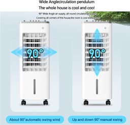 Draagbare Airco - Mobiele Koeler - Verkoeling Thuis - Dubbel Waterreservoir - 9 Liter - Zwart — thumbnail 5