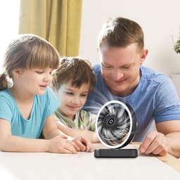 VHV - Ventilator - Tafelventilator - Tafelventilator met Automatische Oscillatie & Nachtlamp - 1800mAh Oplaadbare Ventilator met 270° Zwenkfunctie - Stille Air Circulator voor Bureau en Slaapkamer - Roze — thumbnail 3