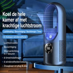 Tafelairconditioner – Mini Luchtkoeler – Draagbare Mini Airco – Draagbare Tafelventilator – 6 Instelbare Windsnelheden – Luchtbevochtiger met Koelfunctie – Zonder Afvoerslang – Geschikt voor Studentenkamer, Slaapkamer en Kantoor – Wit — thumbnail 3