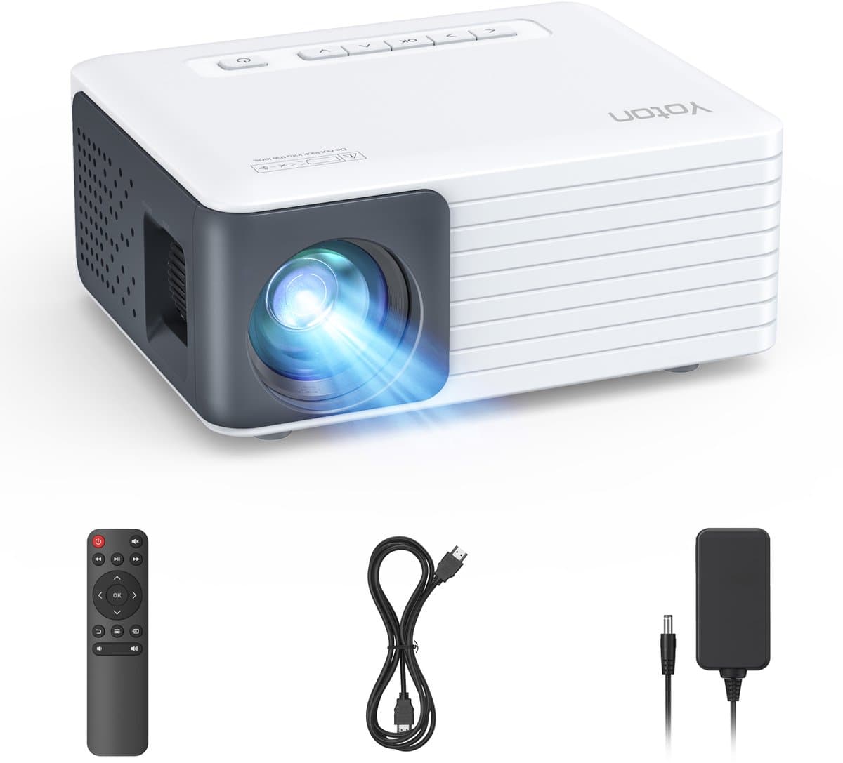 Yoton Y3 Mini Beamer - 7500 Lumen - 20000+ Uur - Compatibel met HDMI, USB, AV, Laptop, Smartphone - Wit en Zwart — afbeelding 1