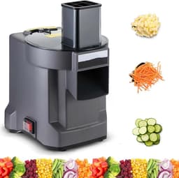 Elektrische Groentehakselaar - Keukenmachine Snijder - Snel Ingrediënten Snijden - 3-in-1 Multifunctioneel - 207 x 250 x 350 mm - Zilver — thumbnail 1
