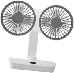 Bureauventilator - Tafelventilator - Persoonlijke Koeling - Dubbele Verstelbare Koppen - 225 x 95 x 208 mm - Zwart — thumbnail 1