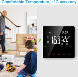 Slimme thermostaat - Smart thermostaat - Elektrische verwarming - Slimme vloerverwarming thermostaat - Geen WiFi - Wit + zwart — thumbnail 2