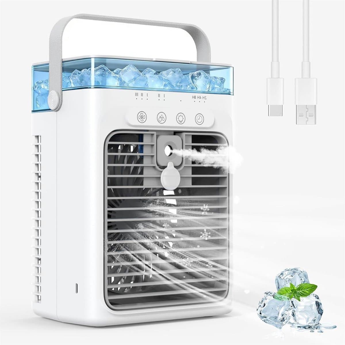 Mobiele Airco - Persoonlijke Koeler - Ruimte Koelen - Verkoeling Zonder Slang - 1L Watertank - Grijs — afbeelding 1