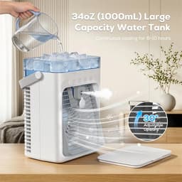 Mobiele Airco - Persoonlijke Koeler - Ruimte Koelen - Verkoeling Zonder Slang - 1L Watertank - Grijs — thumbnail 4