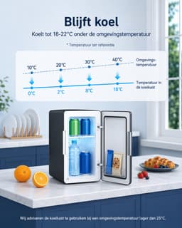 Mini Koelkast 6 Liter – Koelen en Verwarmen – 12 V en 220-240 V – Draagbare Koelbox voor Auto, Kantoor en Slaapkamer — thumbnail 5