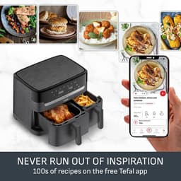 Dubbele Airfryer - Heteluchtoven - Snelle maaltijden - Twee aparte zones - 83 Liter - Antraciet — thumbnail 2