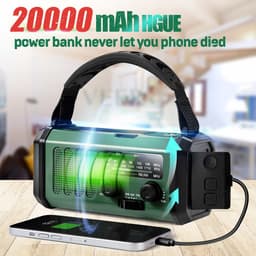 Solar Noodradio met Dynamo – 20.000 mAh Powerbank – AM/FM Radio – Zaklamp met SOS-Model 2026 — thumbnail 1