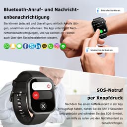 FOSMET Smartwatch Heren & Dames - 1,97" Zacht Gebogen AMOLED Display - Fitness Horloge - EKG+PPG - Bloeddruk - SpO2 - Hartslagmeter - Slaapmonitor - Stappenteller - Sat eratiemeter - IOS/Android/ - RVS Bezel - Incl. 2 Bandjes - Cadeau voor Hem & Haar — thumbnail 3