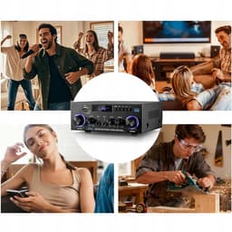 Bluetooth Versterker - HiFi Stereo Versterker - Mini Audioversterker - 2.0 Kanaals - 50W+50W - USB/SD - FM Radio - Microfooningang - Afstandsbediening - Bas & Treble Instelbaar - Voor Karaoke & Home Cinema — thumbnail 4