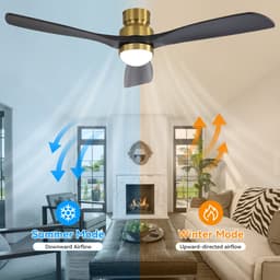 DESMIU Plafondventilator Met Verlichting 132 Cm - Dimbaar Led Licht Met Afstandsbediening, Timer En 6 Snelheden - Voor Woonkamer En Slaapkamer - Hout Goud — thumbnail 2