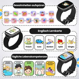 FOSMET Horloge Kind - Smartwatch Kinderen - 2G-Incl. Camera en 31 Kids Spelletjes - 512MB Geheugen - IP68 Waterdicht - Video Bellen& - USB Oplaadbaar Kinderhorloge SOS-Knop - Voor IOS & Android - Cadeaus voor Jongens en Meisjes - Zwart — thumbnail 3
