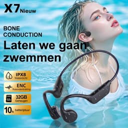 X7S - Bone Conduction Headphone – Open-Ear Sport Oortjes – Sport Hoofdtelefoon – Bluetooth Koptelefoon – IPX8 Waterbestendig – Hardlopen & Fitness – Zwart — thumbnail 2