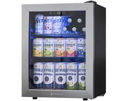 KitchenBrothers Drankkoelkast - 48L - Mini Koelkast - Glazen Deur - Minibar - 68 Blikjes - Zwart