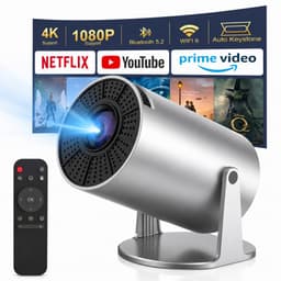 Mini Beamer met WiFi 6 & Bluetooth – Draagbare Projector met Android 11 – 1080p HD – 200 ANSI – 220° Draaibaar — thumbnail 1