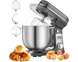 Billie & Loïs keukenmachine - Keukenmixer - 1200W - 6 snelheden - LED-display - Timer - 6 liter mengkom - Vaatwasserbestendig