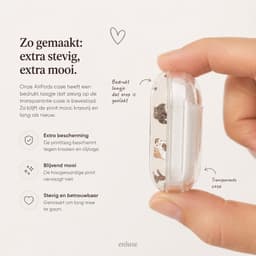 Enluxe AirPods 4 Hoesje Transparant – Kattenprint Beige Bruin met Karabijnhaak — thumbnail 3