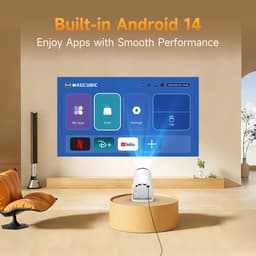 Mini Beamer 720P HD – 290 ANSI Lumen – Android 14 – WiFi 6 – Bluetooth 5.4 – 180° Draaibaar – 140 inch — thumbnail 5