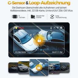 FOSMET Dashcam Voor Auto - 3-kanaals - Ultra 4K resolutie - Nachtzicht - WiFi en GPS - 3,16 Inch IPS-Scherm - App‑bediening - G‑Sensor - Parkeerbewaking - 170° groothoeklens met WDR - Inclusief 32GB SD‑kaart — thumbnail 5