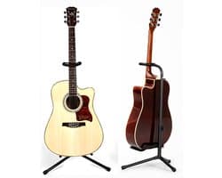 Universele Gitaarstandaard – In Hoogte Verstelbaar 64-74 cm – Gitaar Statief voor Akoestische, Elektrische & Klassieke Gitaar – Geschikt voor Basgitaar & Viool – Zwart