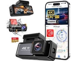 FOSMET Dashcam Voor Auto - 2 Kanaals - 3.2 Inch IPS-Scherm - Voor & Achter Camera - 170° Groothoek - WiFi & GPS - Nachtzicht – Parkeerbewaking - G-Sensor - Incl. 32GB SD-Kaart - Ondersteunt 256GB
