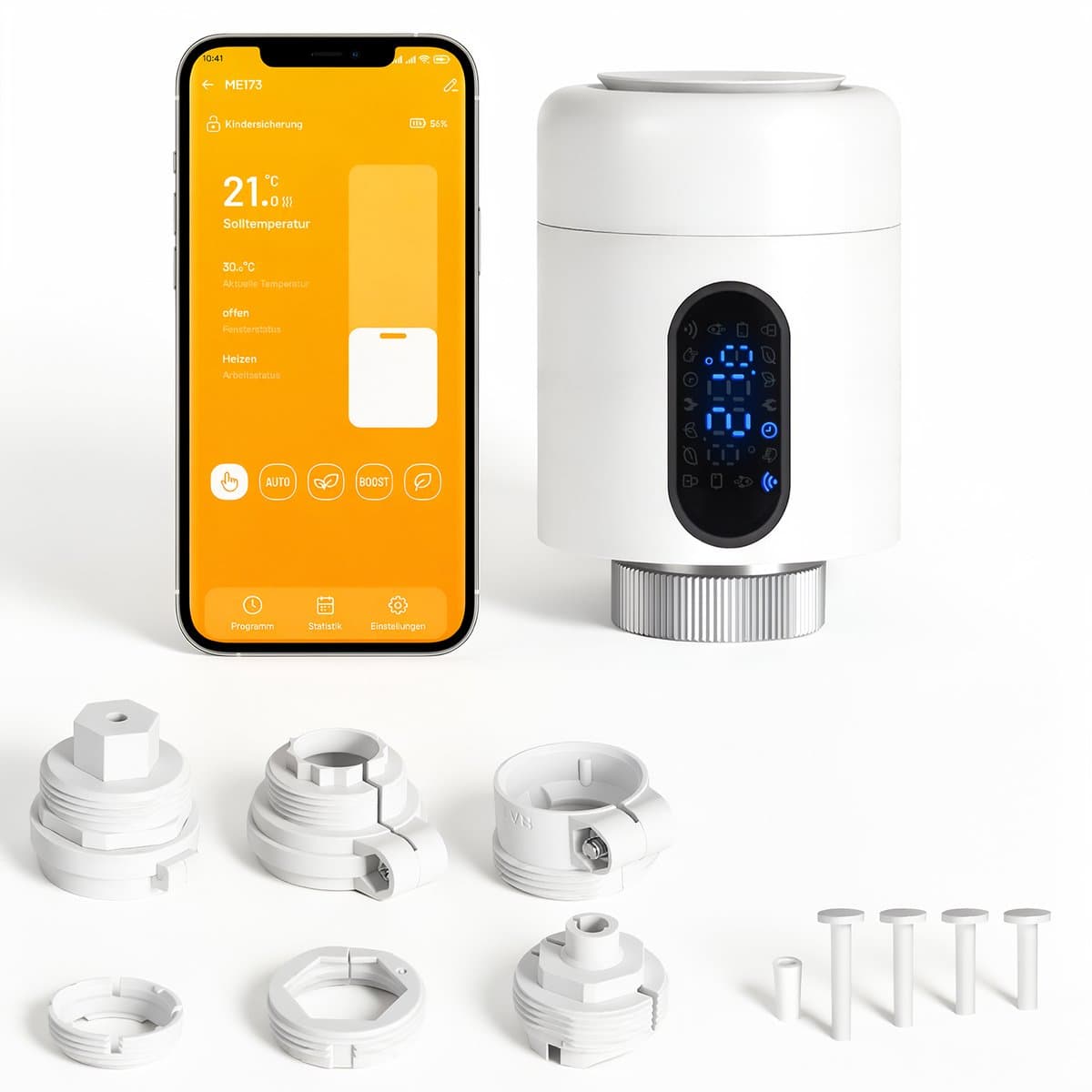 Radiator Thermostaat WiFi – Raamdetectie, Vorstbeveiliging en Kinderslot – Wit – 1 stuk — afbeelding 1