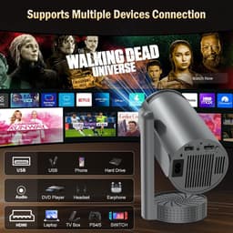 Mini Projector - Draagbaar - Wifi 6 en Bluetooth 5.4 - Trapeziumcorrectie - Voor Thuisbioscoop en Buiten — thumbnail 3