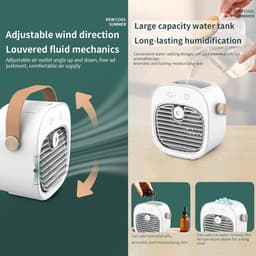 Draagbare Airco - 6000mAh Oplaadbaar - Mini USB Airconditioner - 3 Stille Snelheden - voor Slaapkamer, Kantoor, Reizen, Tent, Binnen & Buiten - Wit - 1 Stuk — thumbnail 3