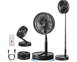 Statiefventilator - Vloerventilator - Zomerkoeling - Staande ventilator - Koeling woonkamer - Hittebestrijding - Verstelbare ventilator - Ventilator met afstandsbediening - Stille ventilator - Draaibare ventilatorkop - Verfrissing binnenlucht - Zwart — afbeelding 1