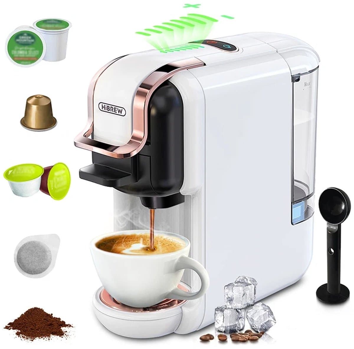 HiBREW H2B Koffiemachine - 5-in-1 - Nespresso, Dolce Gusto, K-Cup, ESE en Gemalen Koffie-WIT — afbeelding 1