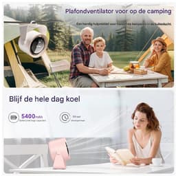 GELLDG USB-ventilator - Tafelventilator met LED-display - 180x119x205mm - Slimme ventilator met traploze snelheidsregeling, 5400mAh batterij, 90° kantelbaar - Geschikt voor kantoor, slaapkamer en studentenkamer - Kunststof - 1 stuks — thumbnail 2