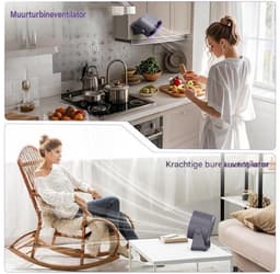 GELLDG Tafelventilator - USB Oplaadbaar 5400 mAh - LED Display met Windkracht en Batterijpercentage - 90° Kantelbaar - Geschikt voor Bureau en Slaapkamer - Plastic - 180x119x205mm — thumbnail 2