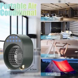 Oplaadbare USB-airco / Draagbare aircoventilator / Verdampingskoeler voor kantoor / Stille bureau-airco met verlichting in 7 kleuren & 3 snelheden / Luchtbevochtiger & vernevelaar voor thuis — thumbnail 2