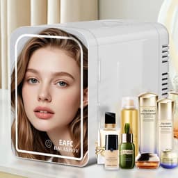 EAFC Skincare Fridge – Mini Koelkast met Spiegel & 3 LED-standen | Koelen én Verwarmen | 6 Liter | Wit — thumbnail 4