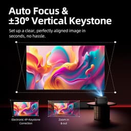 SnelShoppen - 4K Projector - Full HD 1080P Smart Projector met Autofocus, Trapezoidal Correction, 900 ANSI Lumens, WiFi6 & BT 5.0, 300 Inch Beeldscher — thumbnail 2