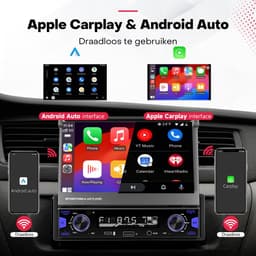 Boscer 1 Din Autoradio met Klapscherm - Draadloos Apple CarPlay & Android Auto - 7 Inch Scherm - Bluetooth & FM/AM Radio (RDS) - Incl. Afstandsbediening, Achteruitrijcamera & Microfoon — thumbnail 3