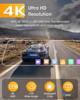 Thijox - 4K Dashcamspiegel met 10 inch IPS-touchscreen, Wifi, Achteruitkijkspiegel, 64G SD-kaart, WDR G-sensor, Parkeerhulp, Auto Accessoire — thumbnail 5