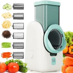Elektrische groentesnijder - Keuken rasp - Snel koken - 6-in-1 functies - 12 x 17 x 28 cm - Wit — thumbnail 1
