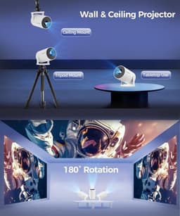 SnelShoppen - Draagbare Projector met Android 14, Miniprojector 4K 1080P Full HD, 200ANSI 8000L, 5G WiFi, BT 5.4, Bioscoopprojector 180° Draaibaar voo — thumbnail 4